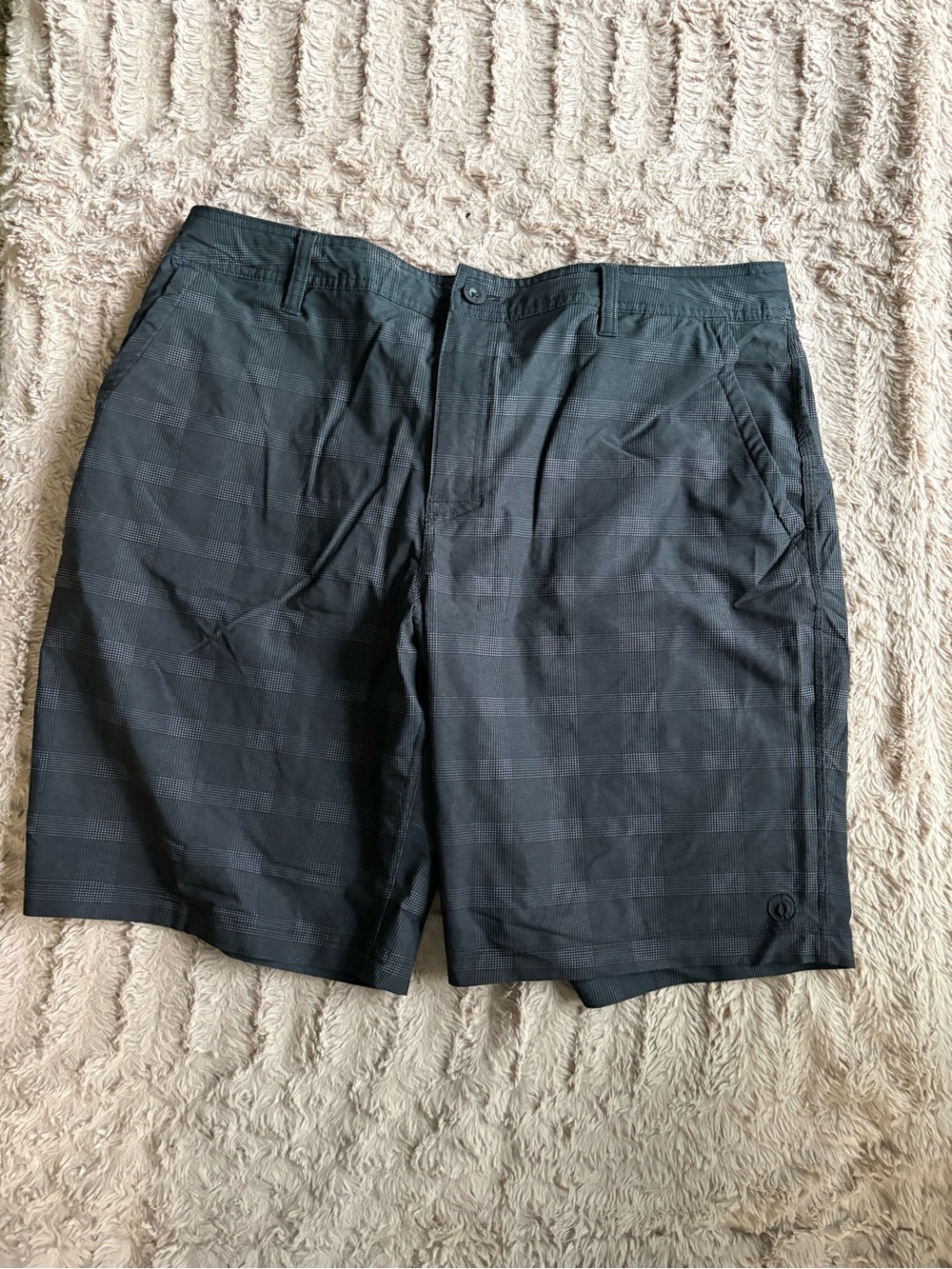 Hang Ten Black Subtle Check Flat Front Shorts